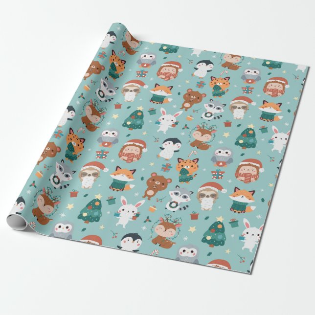 Cadeau Papier d'enveloppement d'animaux adorables (Déroulé)