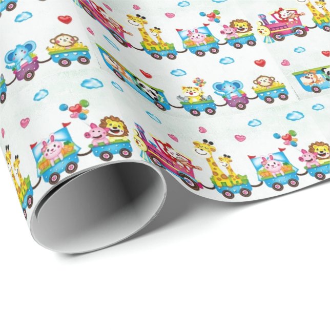 Cadeau Papier d'enveloppement d'anniversaire - Bébés anim (Coin rond)