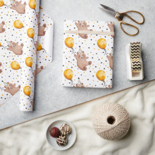 Cadeau Papier d'enveloppement d'anniversaire de l'ours en