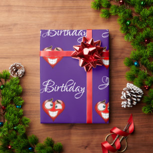 Cadeau Papier d'enveloppement d'anniversaire du coeur