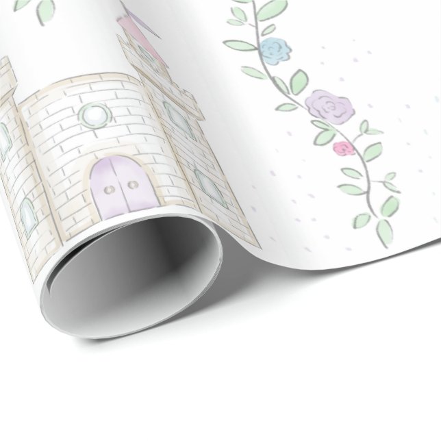 Cadeau Papier d'enveloppement d'anniversaire princesse (Coin rond)