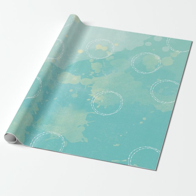 Cadeau Papier d'enveloppement d'aquarelle bleu Aqua (Déroulé)