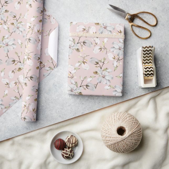 Cadeau Papier d'enveloppement d'aquarelle rose (Artisanat)