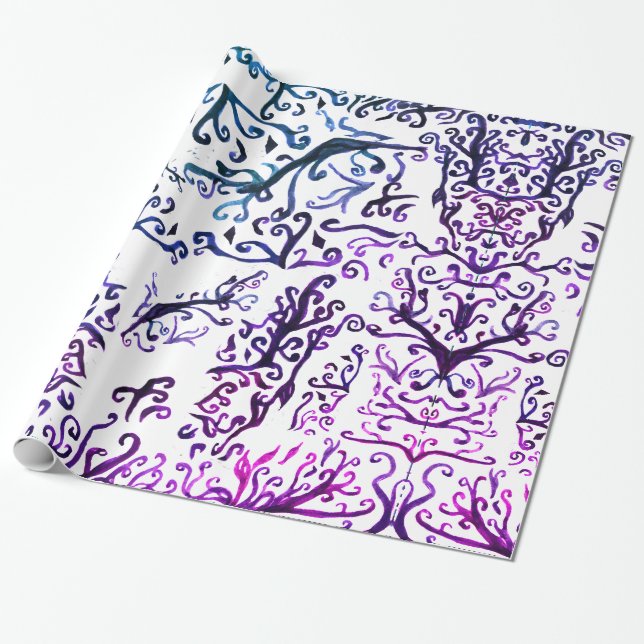 Cadeau Papier d'enveloppement d'aquarelle verte (Déroulé)