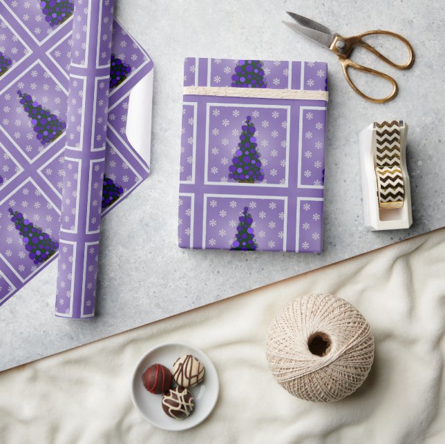Cadeau Papier d'enveloppement d'arbre de Noël mauve (Artisanat)