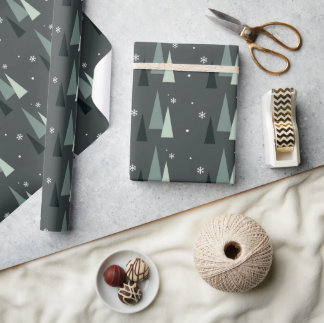 Cadeau Papier d'enveloppement d'arbre de Noël moderne