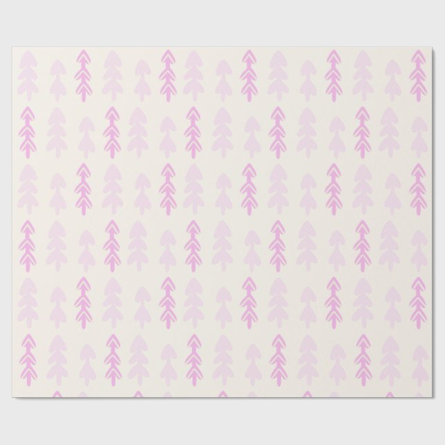 Cadeau Papier d'enveloppement d'arbre de Noël rose (Plat)