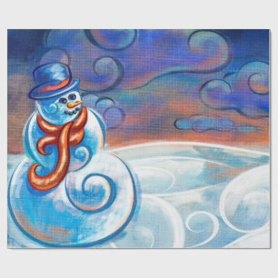 Cadeau Papier d'enveloppement d'art Frosty Blues