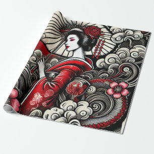 Cadeau Papier d'enveloppement d'art Geisha - Enveloppemen
