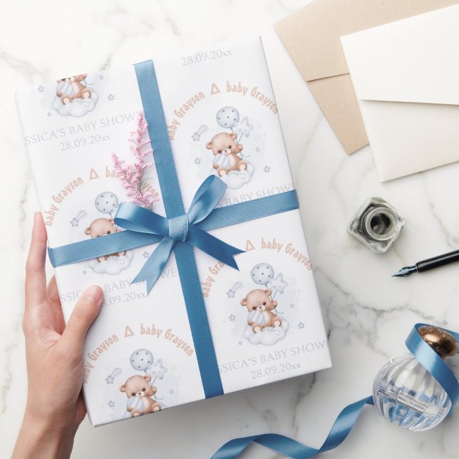 Cadeau Papier d'enveloppement de Baby shower moderne | Bé (Créateur téléchargé)