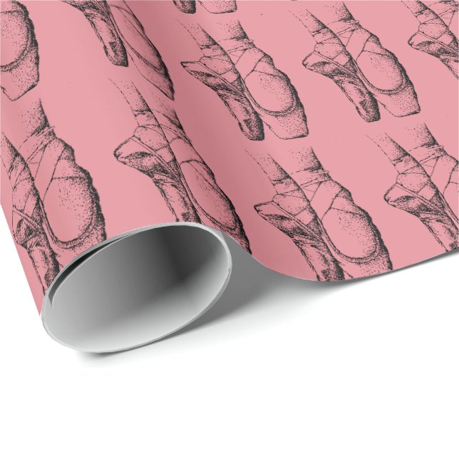 Cadeau Papier d'enveloppement de ballet rose (Coin rond)