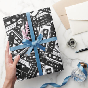 Cadeau Papier d'enveloppement de bande de cassette rétro