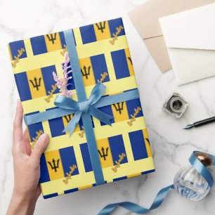 Cadeau Papier d'enveloppement de Barbade, jaune, Drapeau 