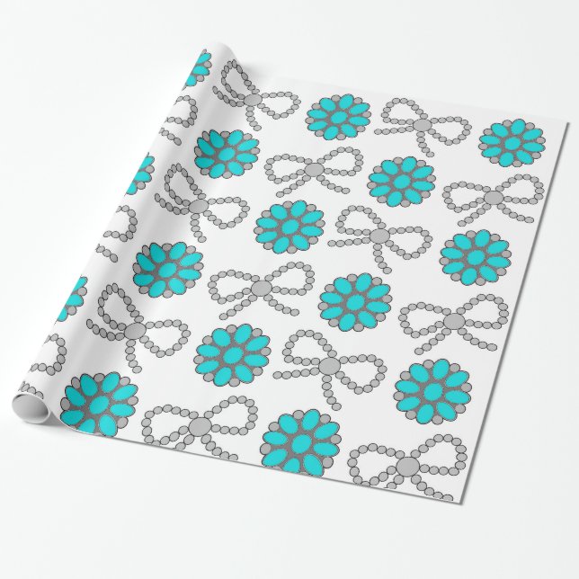 Cadeau Papier d'enveloppement de bijoux Turquoise Navajo  (Déroulé)