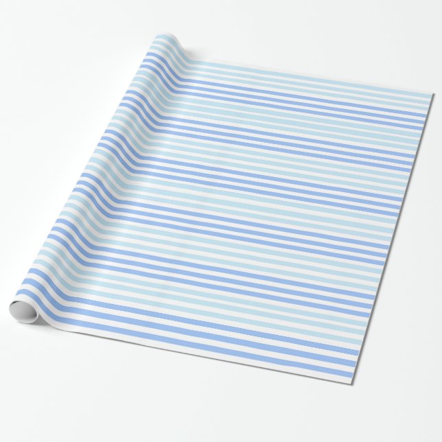 Cadeau Papier d'enveloppement de bleus rayés (Déroulé)