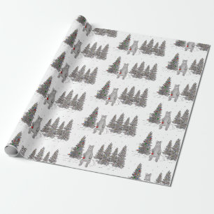 Cadeau Papier d'enveloppement de bois de l'ours de Noël m