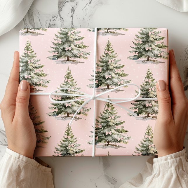 Cadeau Papier d'enveloppement de boîte rose de l'arbre de (Créateur téléchargé)