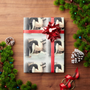 Cadeau Papier d'enveloppement de boule de neige Penguin