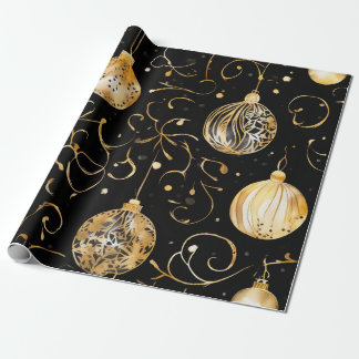 Cadeau Papier d'enveloppement de boule de Noël doré