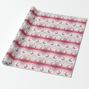 Cadeau Papier d'enveloppement de boule de Noël rose