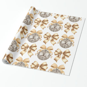 Cadeau Papier d'enveloppement de boule d'or et de disco