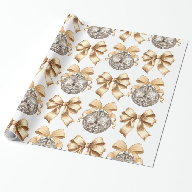 Cadeau Papier d'enveloppement de boule d'or et de disco (Déroulé)