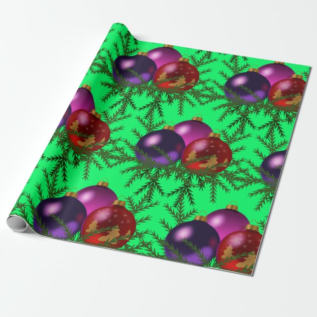 Cadeau Papier d'enveloppement de boules de Noël (Déroulé)