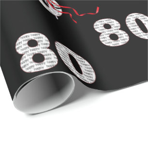 Cadeau Papier d'enveloppement de bouquet 80e anniversaire