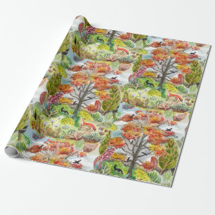 Cadeau Papier d'enveloppement de cabincore Fox Woodland