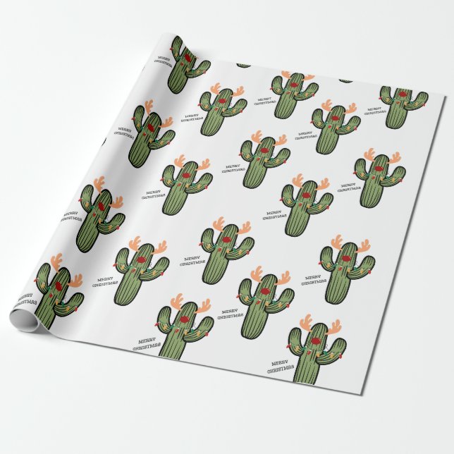 Cadeau Papier d'enveloppement de cactus de Noël (Déroulé)