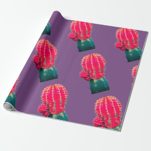 Cadeau Papier d'enveloppement de cactus roses