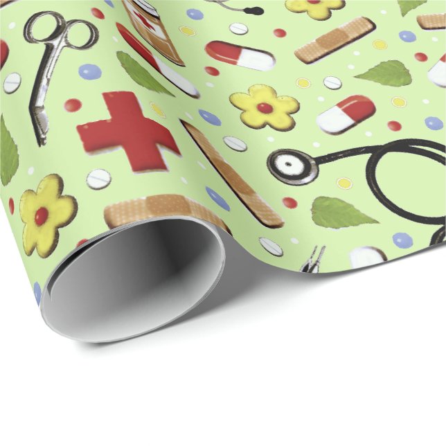 Cadeau Papier d'enveloppement de cadeaux pour infirmière (Coin rond)