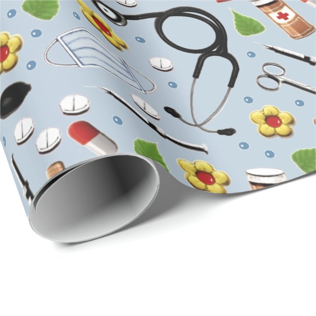 Cadeau Papier d'enveloppement de cadeaux pour infirmière (Coin rond)