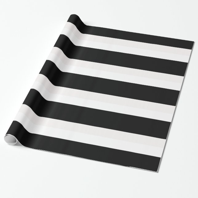 Cadeau Papier d'enveloppement de cadeaux rayé noir et bla (Déroulé)