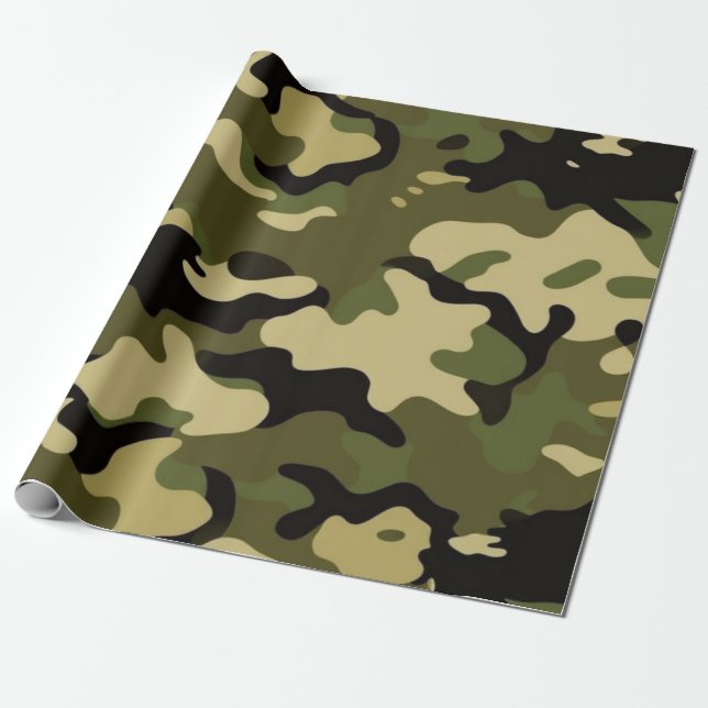 Cadeau Papier d'enveloppement de camouflage vert classiqu (Déroulé)