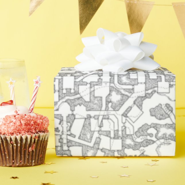 Cadeau Papier d'enveloppement de carte de donjon D&D (Fête d'anniversaire)