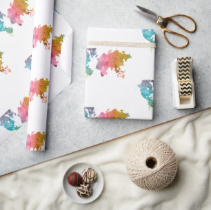 Cadeau Papier d'enveloppement de carte du monde géométriq