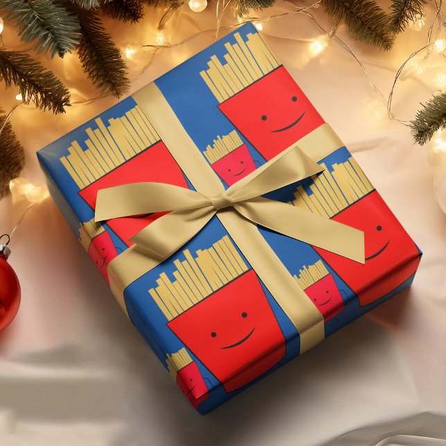 Cadeau Papier d'enveloppement de cartons Fries (french fries birthday packing gift wrap,gift wrapping paper,return gift wrap paper,paper gift)