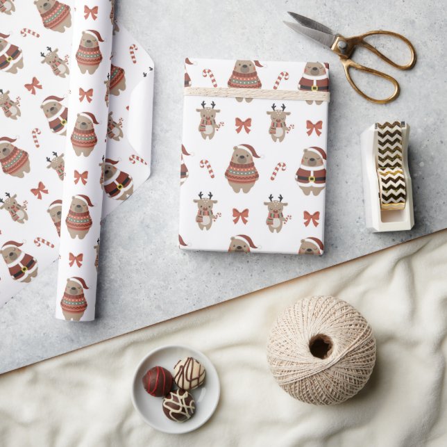 Cadeau Papier d'enveloppement de cerf de Noël mignon (Artisanat)