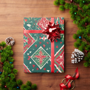 Cadeau Papier d'enveloppement de charme Festive géométriq