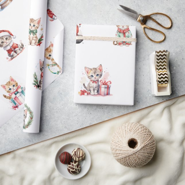 Cadeau Papier d'enveloppement de chatons de Noël adorable (Artisanat)