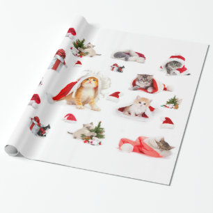 Cadeau Papier d'enveloppement de chatons de Noël adorable