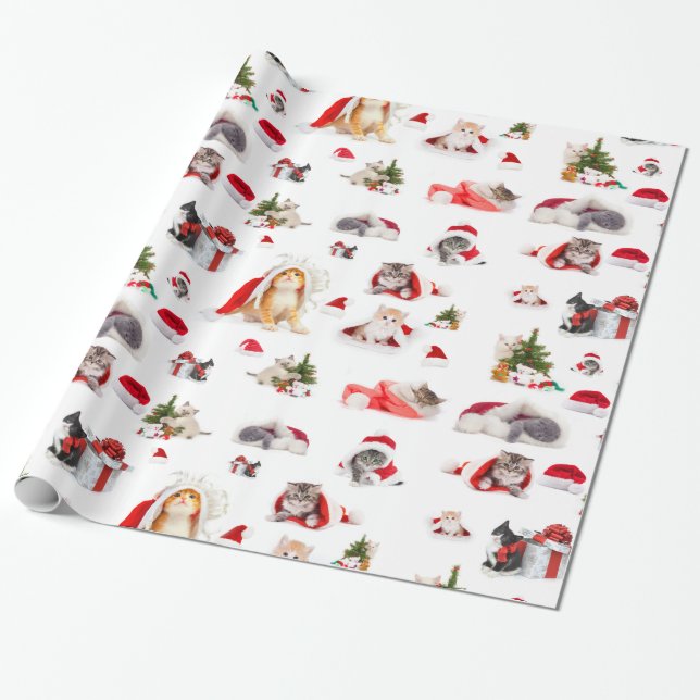 Cadeau Papier d'enveloppement de chatons de Noël adorable (Déroulé)