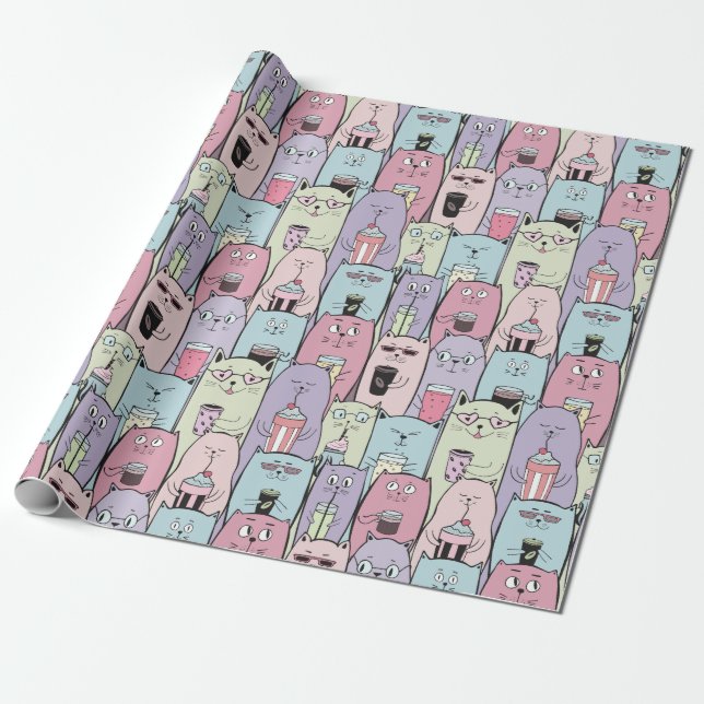 Cadeau Papier d'enveloppement de chats adorables (Déroulé)