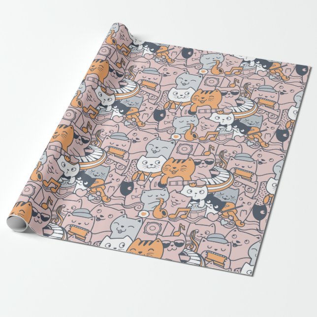 Cadeau Papier d'enveloppement de chats adorables (Déroulé)