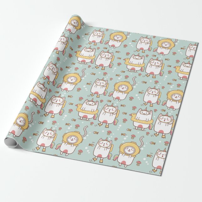 Cadeau Papier d'enveloppement de chats adorables (Déroulé)