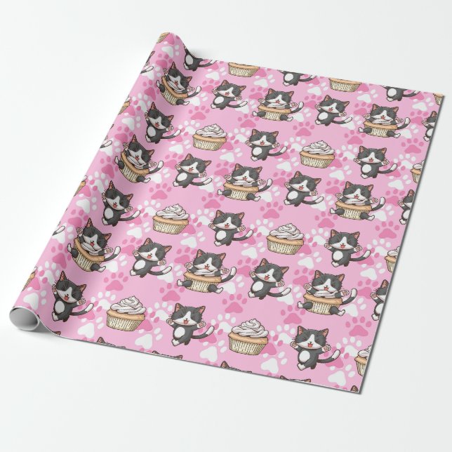 Cadeau Papier d'enveloppement de chats adorables (Déroulé)