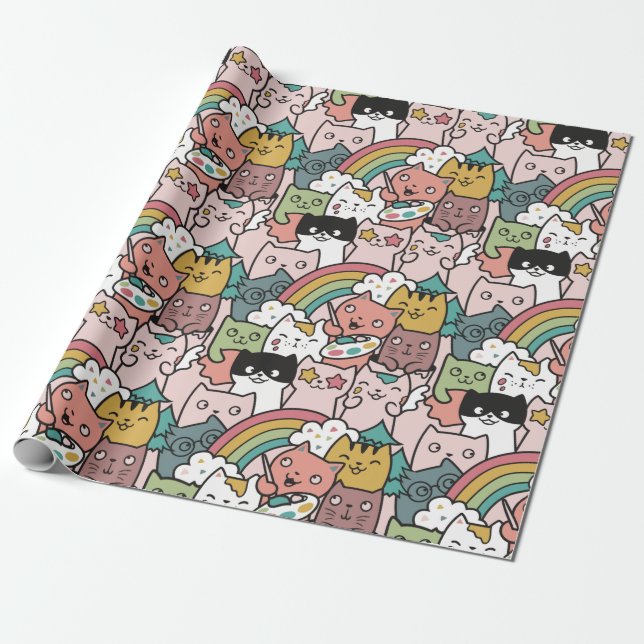 Cadeau Papier d'enveloppement de chats adorables (Déroulé)
