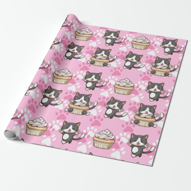 Cadeau Papier d'enveloppement de chats adorables (Déroulé)