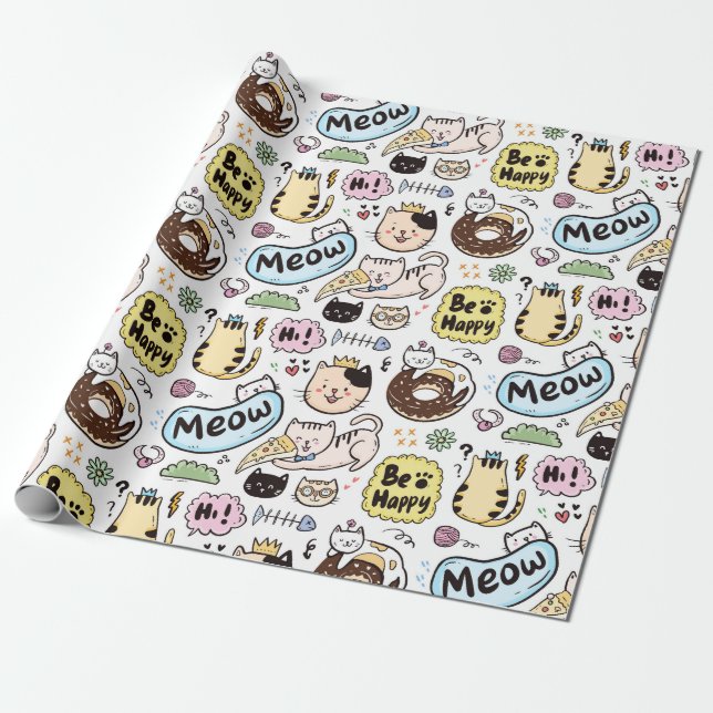 Cadeau Papier d'enveloppement de chats adorables (Déroulé)